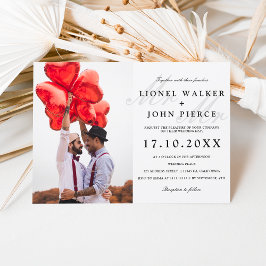 Invitación Modern mr y mr boda minimalista de fotografía gay