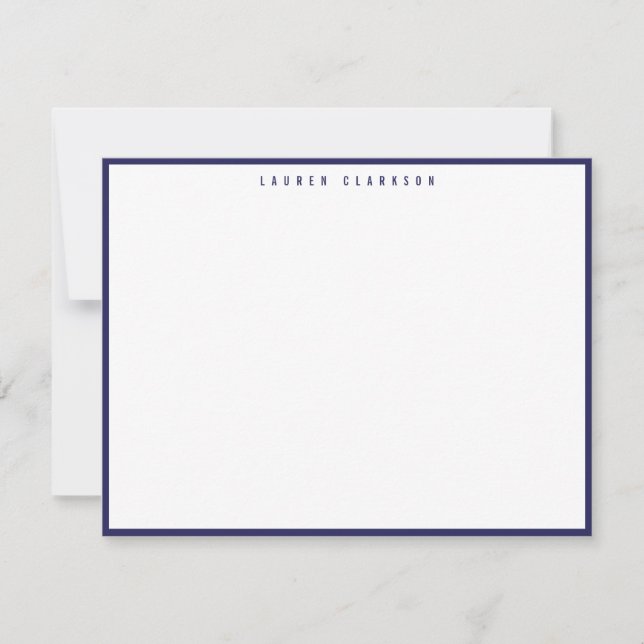 Invitación Modern Navy Blue Border Note Card (Anverso)