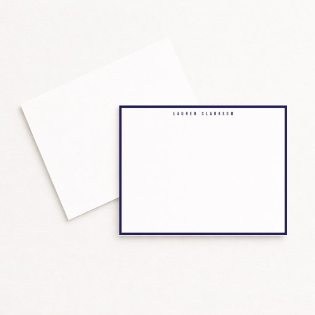 Invitación Modern Navy Blue Border Note Card (Subido por el creador)