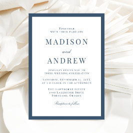 Invitación Modern Navy Border Wedding