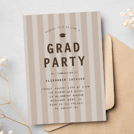 Invitación Modern Neutral Sporty Stripes Graduation Party
