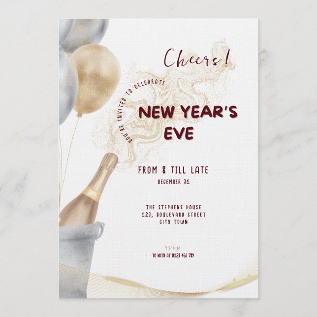 Invitación Modern New Year's Eve Party Celebration 2026 (Anverso)