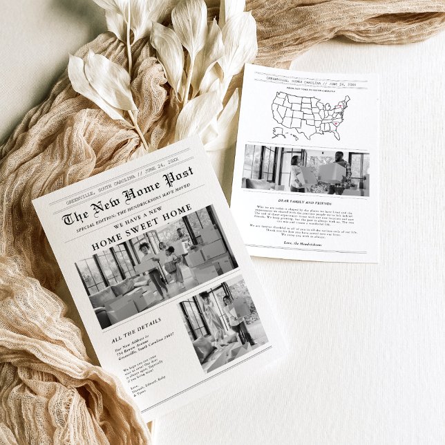 Invitación Modern Newspaper Moving Announcement (Subido por el creador)