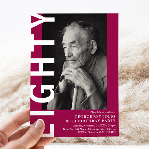 Invitación Modern OCHENTA Foto 80 cumpleaños