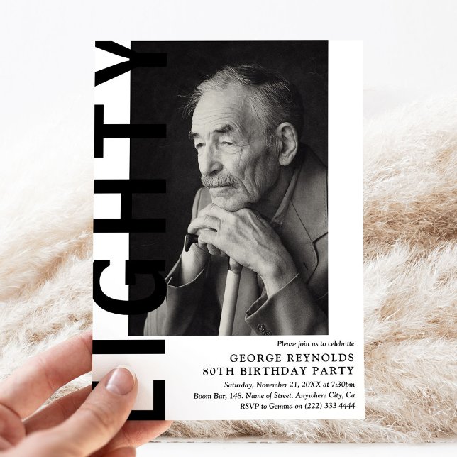 Invitación Modern OCHENTA Foto 80 cumpleaños (Subido por el creador)