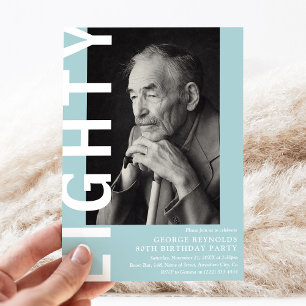 Invitación Modern OCHENTA Foto 80 cumpleaños