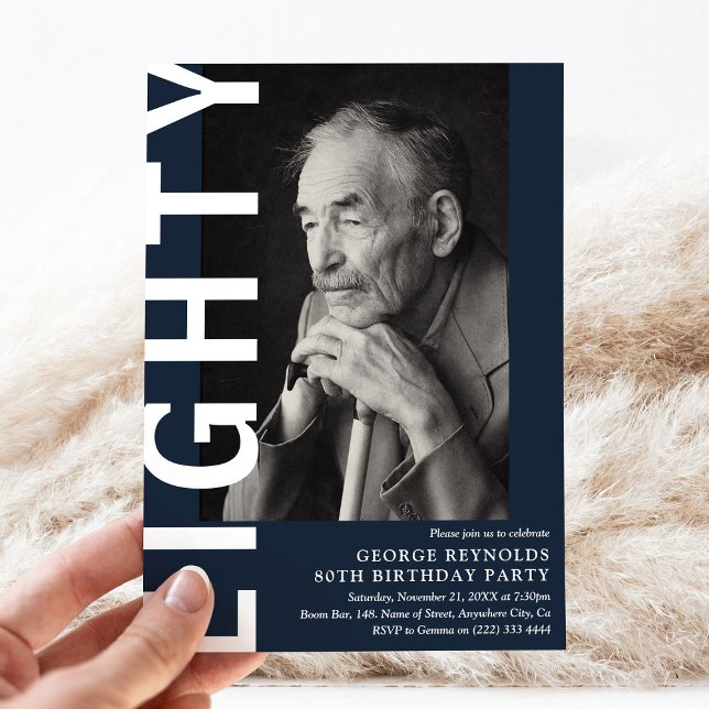 Invitación Modern OCHENTA Foto 80 cumpleaños (Subido por el creador)