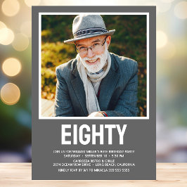 Invitación Modern OCHENTA Foto 80 cumpleaños