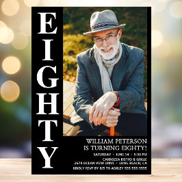 Invitación Modern OCHENTA Foto 80 cumpleaños