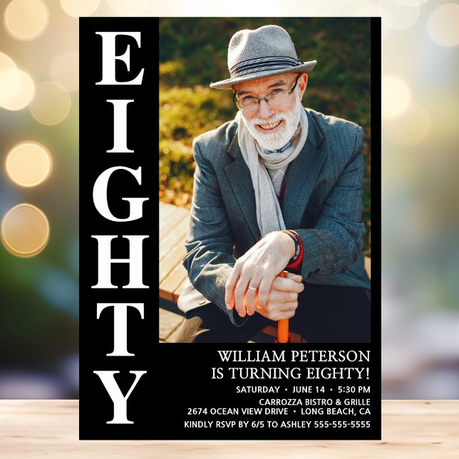 Invitación Modern OCHENTA Foto 80 cumpleaños (Subido por el creador)