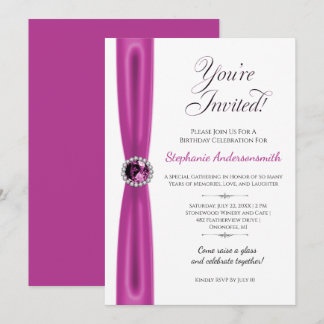 Invitación Modern October Birthday - Pink Tourmaline