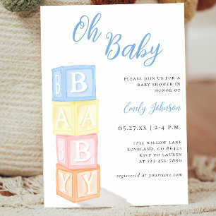 Invitación Modern Oh Baby Boy Baby Shower
