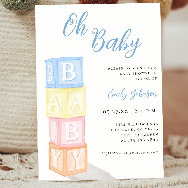 Invitación Modern Oh Baby Boy Baby Shower (Subido por el creador)