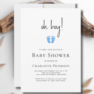 Invitación Modern Oh Boy Blue Baby Shower