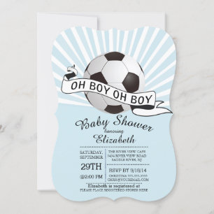 Invitación Modern Oh Boy Soccer Boys Baby Shower