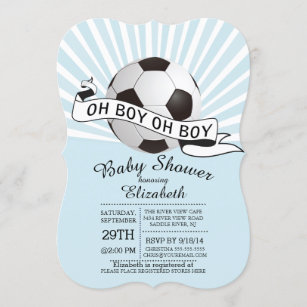 Invitación Modern Oh Boy Soccer Boys Baby Shower