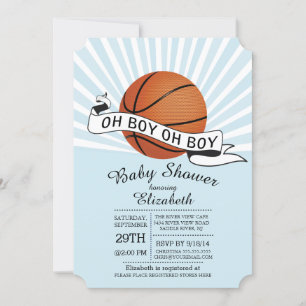 Invitación Modern Oh Boy Sports Basketball Boys Baby Shower