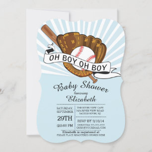 Invitación Modern Oh Boy Sports Béisbol Boys Baby Shower
