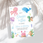 Invitación Modern Oneder the Sea Kids Primer Fiesta de cumple<br><div class="desc">Presentamos nuestra "Modern Oneder the Sea" Watercolor Kids 1st Birthday Party Invitation, un tema lúdico que combina el encanto de una aventura submarina con la alegría de celebrar un hito. Con un diseño delicioso con vibrantes criaturas del mar, olas del océano y un toque de modernidad, esta invitación marca el...</div>