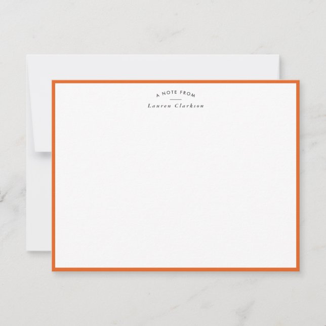 Invitación Modern Orange Border Personalized Note Card (Anverso)