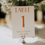 Invitación Modern Orange Cream Whimsical Wedding Table Number<br><div class="desc">Modern and elegant whimsical orange and cream wedding table numbers. As you see it features a cream background with bold orange script that matched the whole suite.</div>