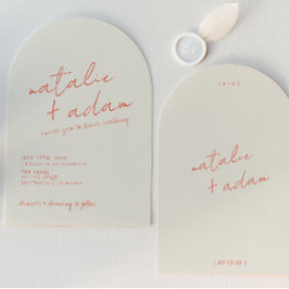 Invitación Modern Orange Retro Fun Whimsical Arched Wedding