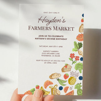 Invitación Modern Organic Farmers Market Birthday 