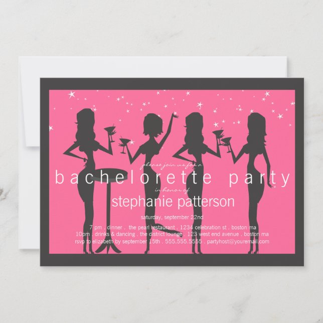 Invitación Modern Party Girls Cocktail Bachelorette Party (Anverso)