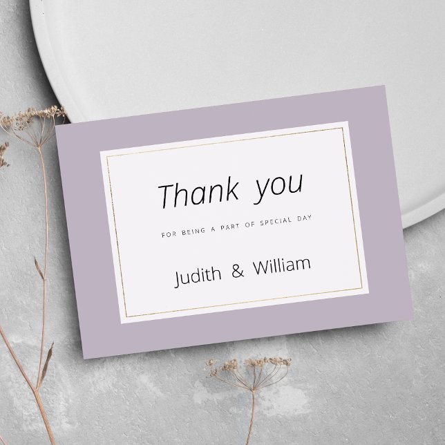 Invitación Modern pastel lavender minimalist theme Thank You (Modern pastel lavender minimalist theme Thank You)