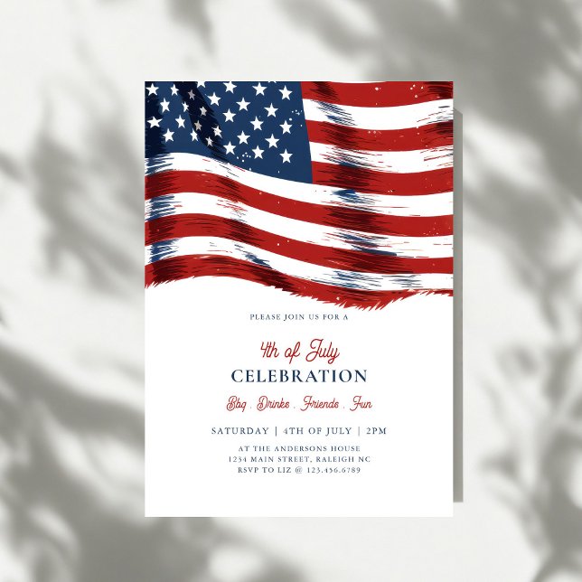 Invitación Modern Patriotic American Flag 4th of July Party (Subido por el creador)