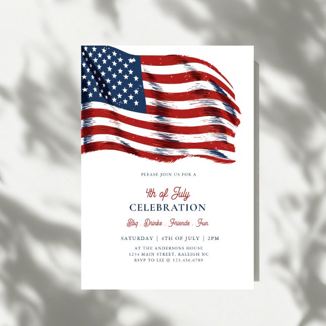 Invitación Modern Patriotic American Flag 4th of July Party (Subido por el creador)