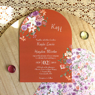 Invitación Modern Peach Lilac Terracotta Rosa Boda Jardín