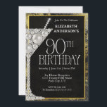 Invitación Modern Pearls Cocktail 90th Birthday<br><div class="desc">Modern Black and Gold Pearls Cocktail Invitación de cumpleaños 90 para mujeres. Es Fácil Cambiar El Texto De Ejemplo Haciendo Clic En Personalizar. Haga Clic En Personalizar/Editar Con La Herramienta Diseño Para Cambiar El Tipo De Fuente, El Color De Fuente, El Tamaño De Fuente O Para Agregar/Eliminar/Cambiar El Texto O...</div>