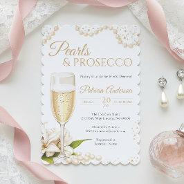 Invitación Modern Pearls & Prosecco Bridal Shower Invitation
