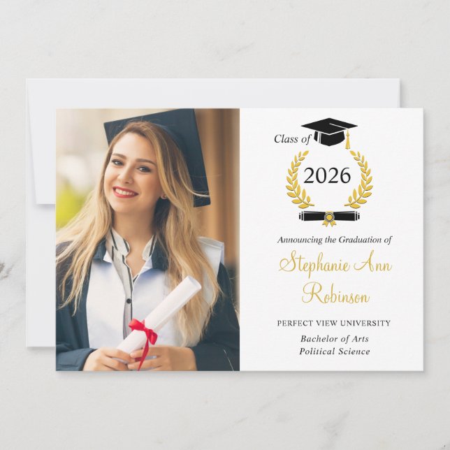 Invitación Modern Photo College Graduation Announcement (Anverso)