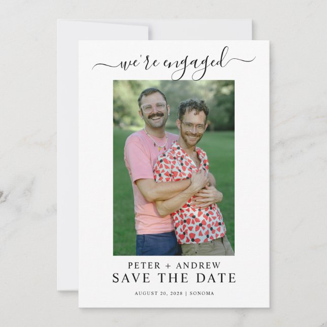 Invitación Modern Photo Gay Wedding Save The Date (Anverso)
