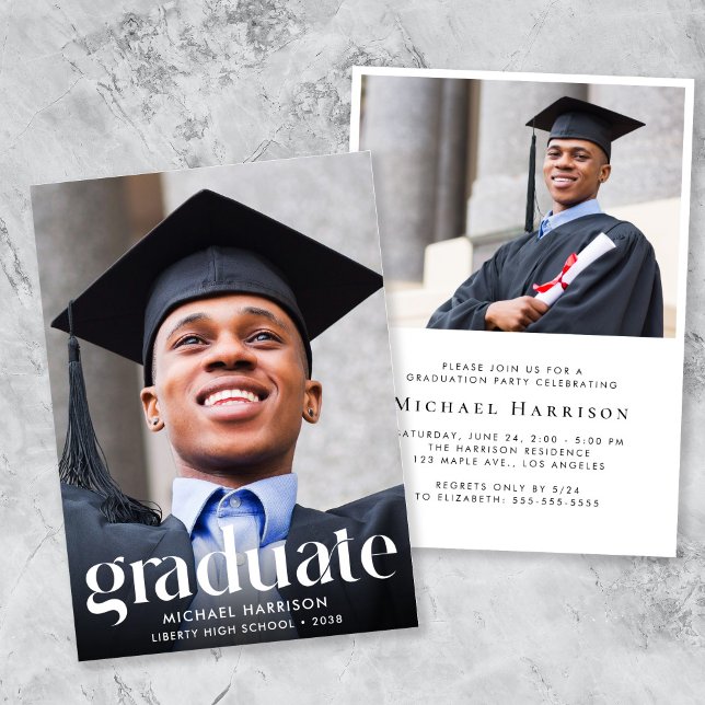 Invitación Modern Photo Graduation Party (Modern Photo Graduation Party Invitation)
