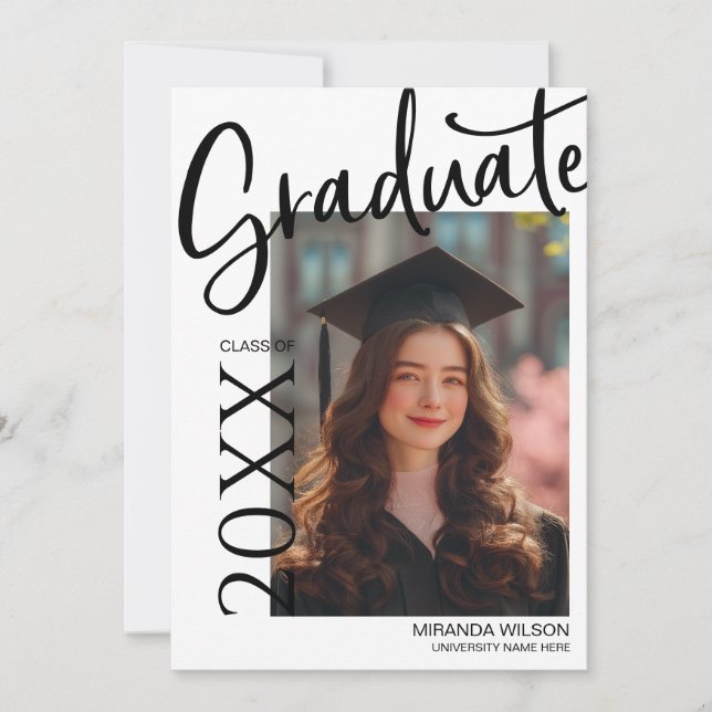 Invitación Modern Photo Graduation Party Invite Announcement (Anverso)