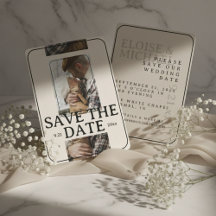 Modern Photo Grid with Bold Serif Save the Date