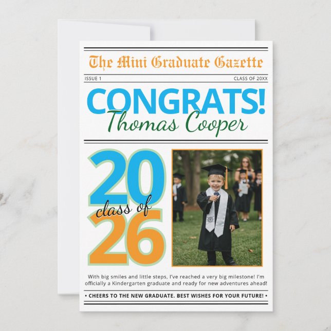 Invitación Modern Photo Newspaper Graduation Announcement (Anverso)