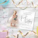 Invitación Modern Photo Overlay 1st Birthday<br><div class="desc">Modern Photo Overlay 1st Birthday. A set script for First Birthday and the rest of the text you can easly personalise. Replace the sample picture with your own favorite.</div>