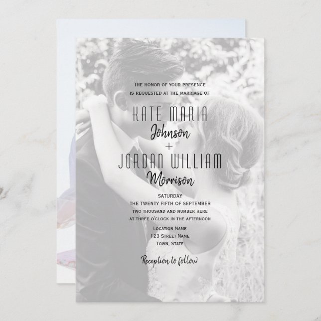 Invitación Modern Photo QR Code Wedding (Anverso / Reverso)
