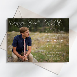 Invitación Modern Photo Script Horizontal Graduation Party