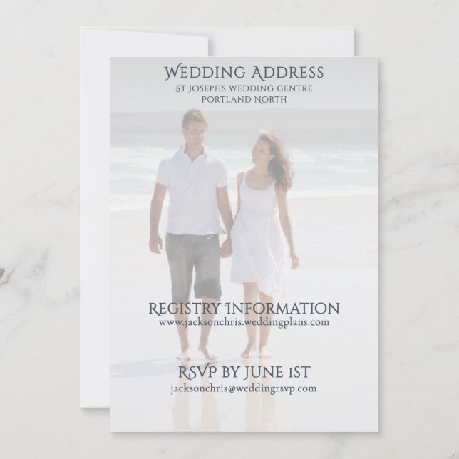 Invitación Modern Photo Serif Typography Beach Wedding (Reverso)