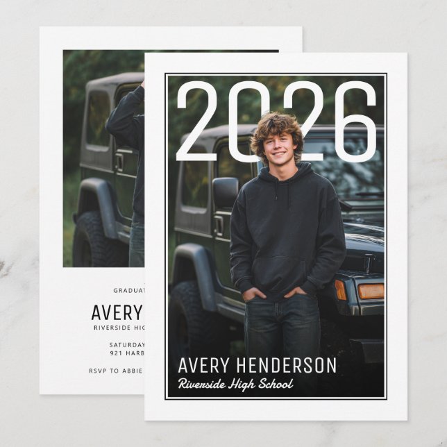 Invitación Modern PhotoPop Graduation Party (Anverso / Reverso)
