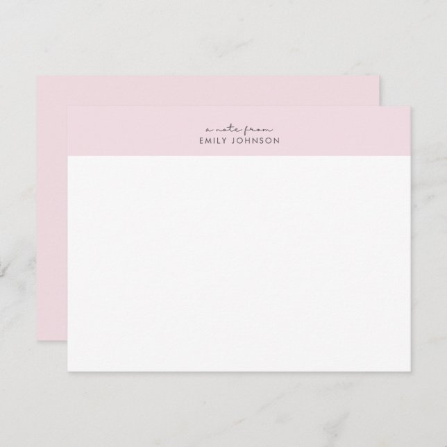 Invitación Modern pink and white a note from flat card (Anverso / Reverso)