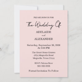 Invitación Modern Pink Blush Wedding Save The Date