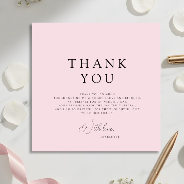 Invitación Modern Pink Bridal Shower Thank You Card (Subido por el creador)