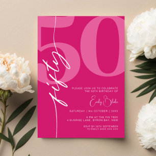 Invitación Modern Pink Fifty 50th Birthday Party