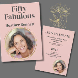 Invitación Modern Pink Fifty and Fabulous Photo Birthday